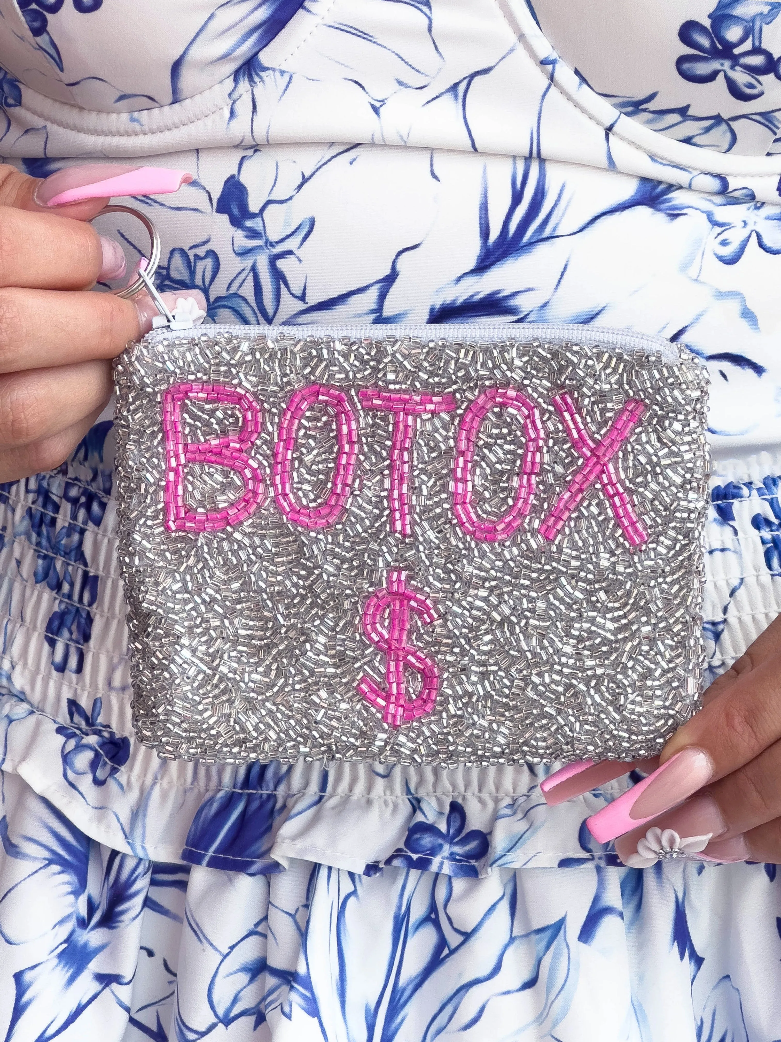 Glamfox - Silver Botox Beaded Coin Purse