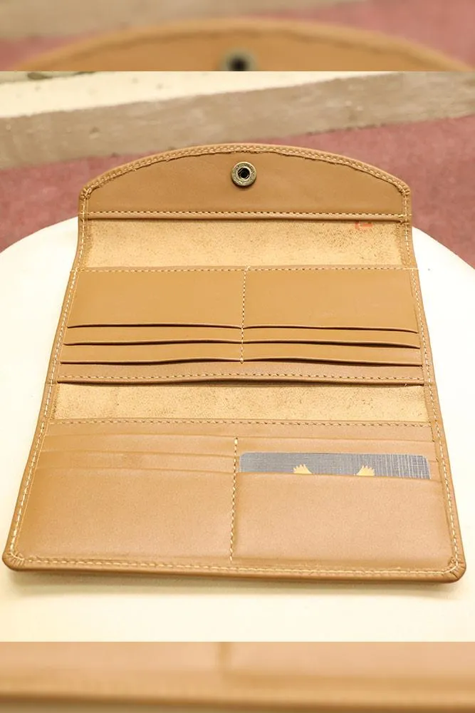 Handcrafted Button Closure Genuine Leather Wallet