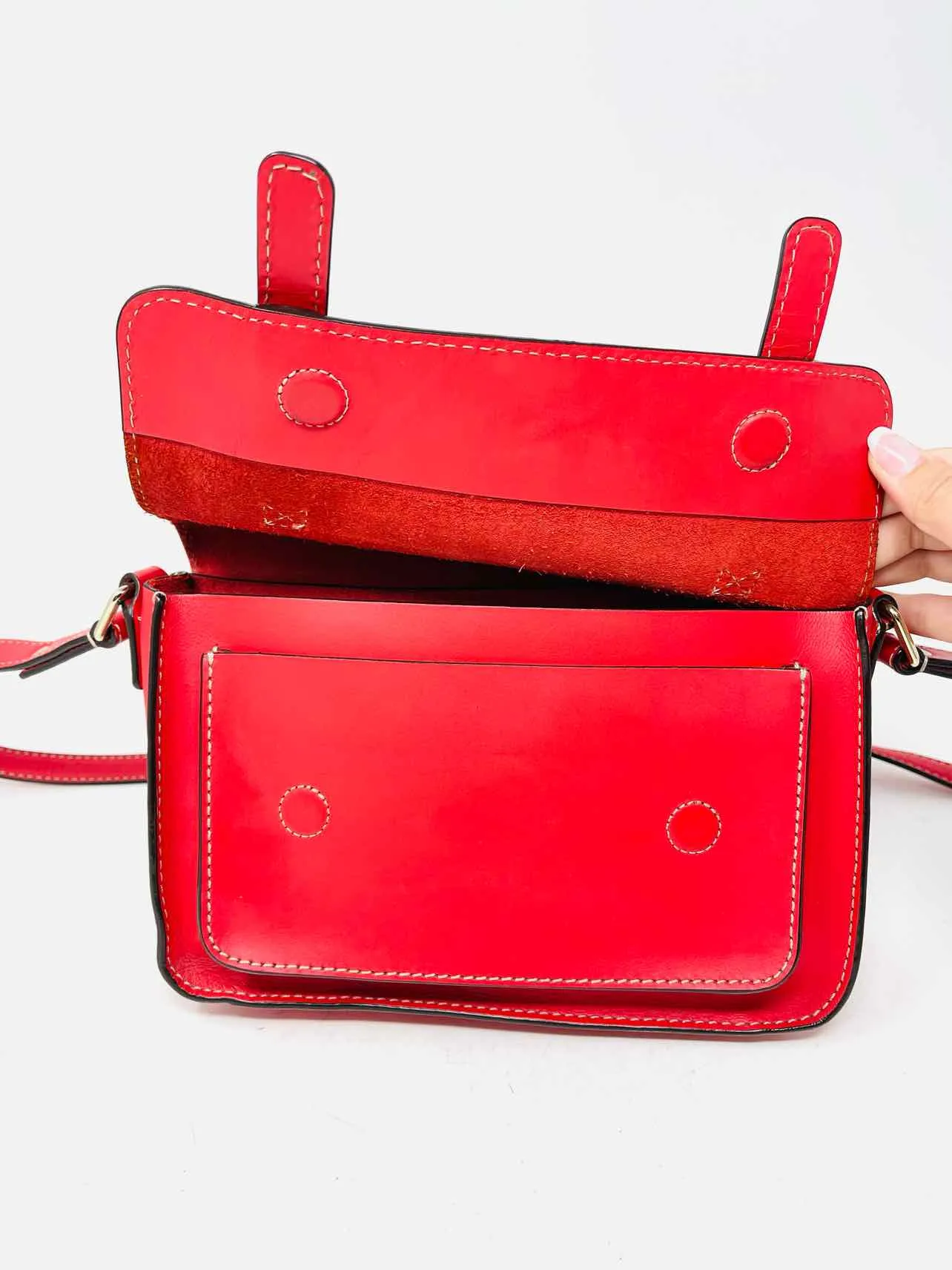 Kate Spade Red Buckles Leather AS IS Designer Crossbody Purse