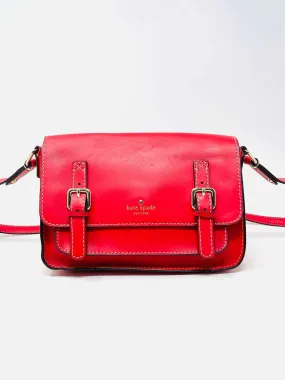 Kate Spade Red Buckles Leather AS IS Designer Crossbody Purse