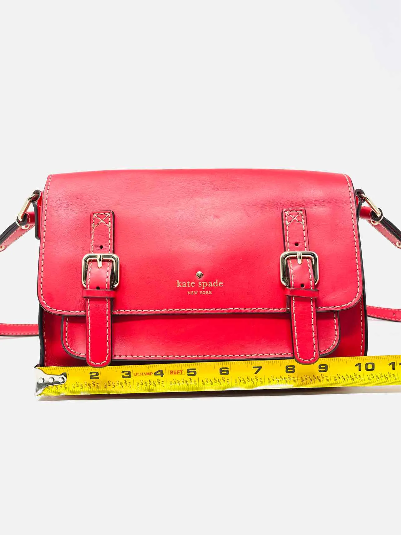 Kate Spade Red Buckles Leather AS IS Designer Crossbody Purse