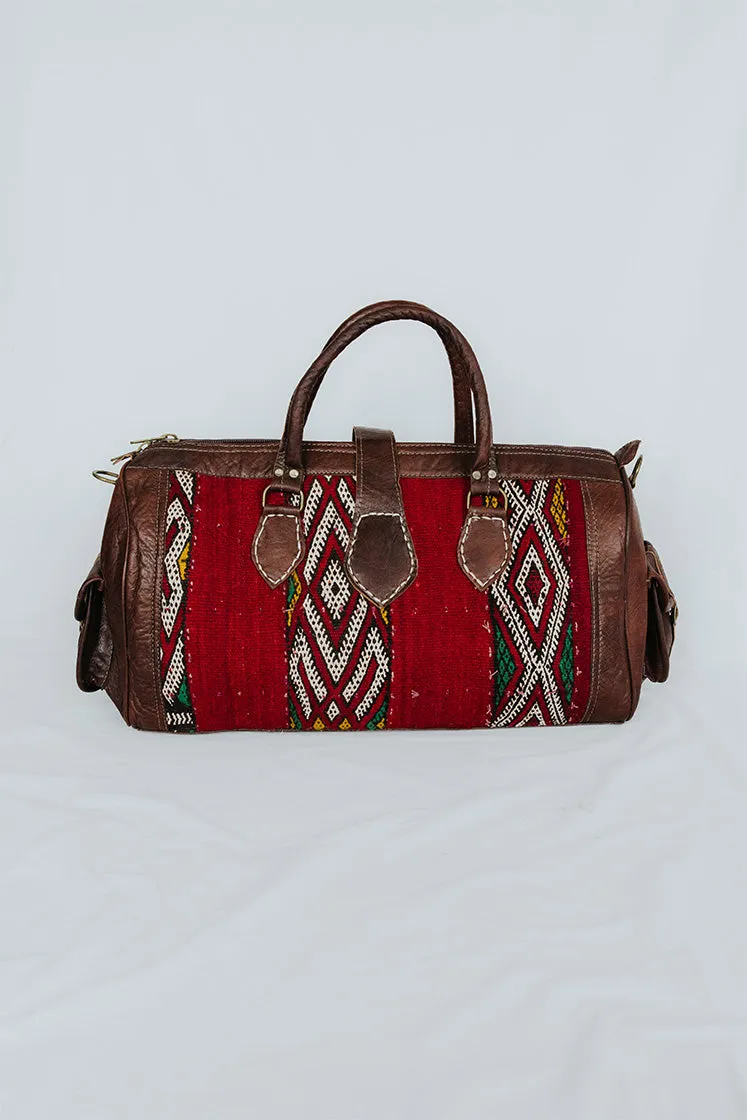 Kilim Leather Carpet Travel Bag - B