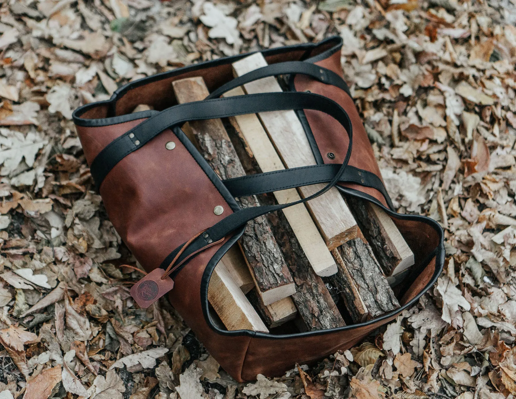 Log Carrier, Firewood Leather Bag, HandMade