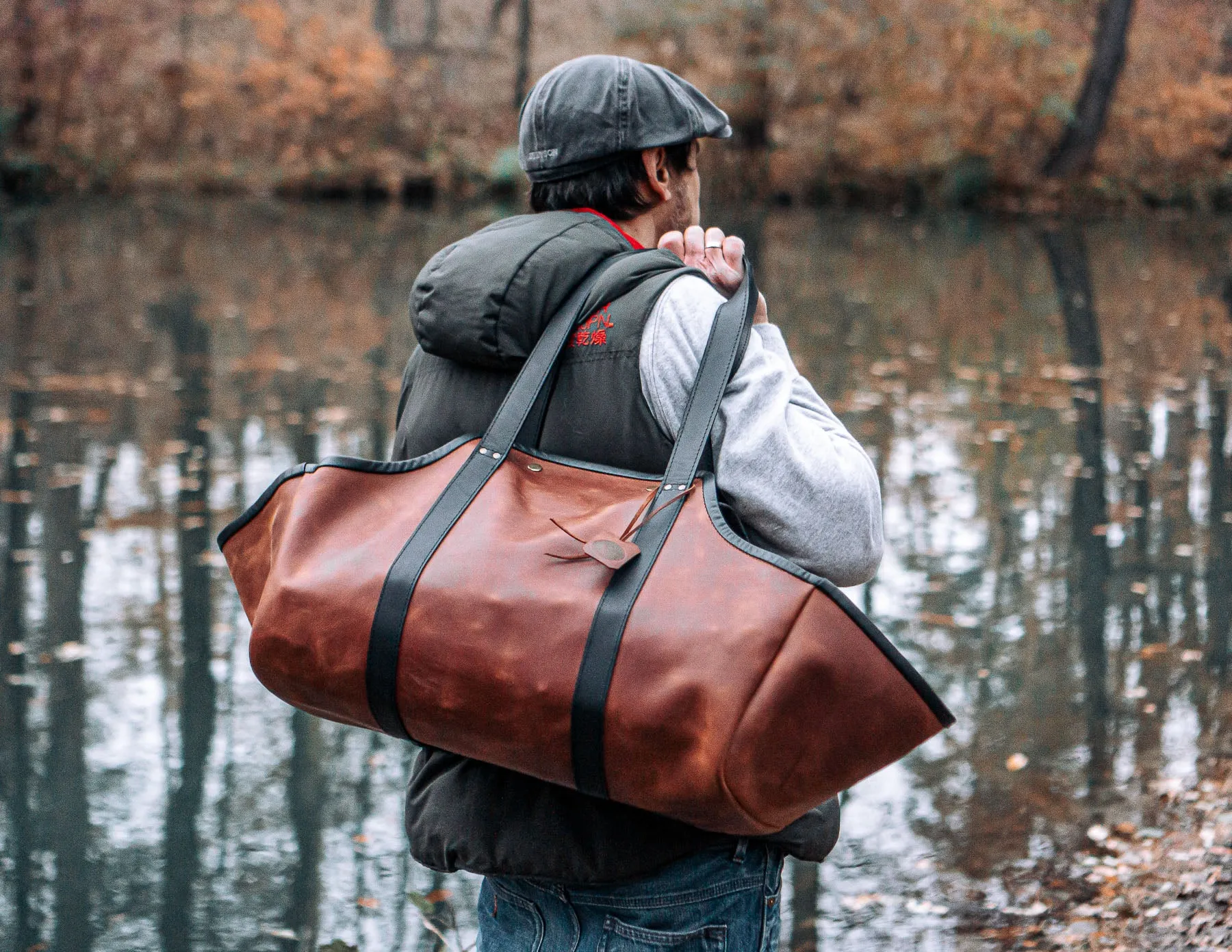 Log Carrier, Firewood Leather Bag, HandMade