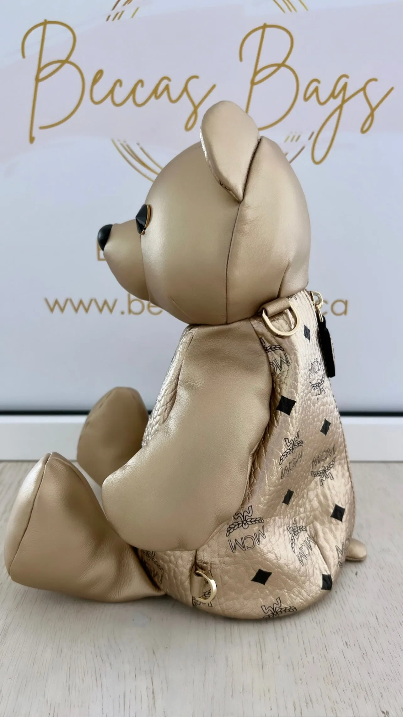 MCM Berlin Gold Zoo Teddy Bear Backpack