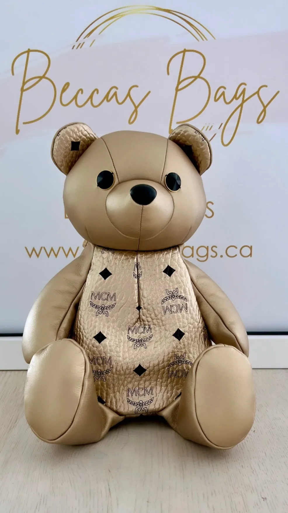 MCM Berlin Gold Zoo Teddy Bear Backpack