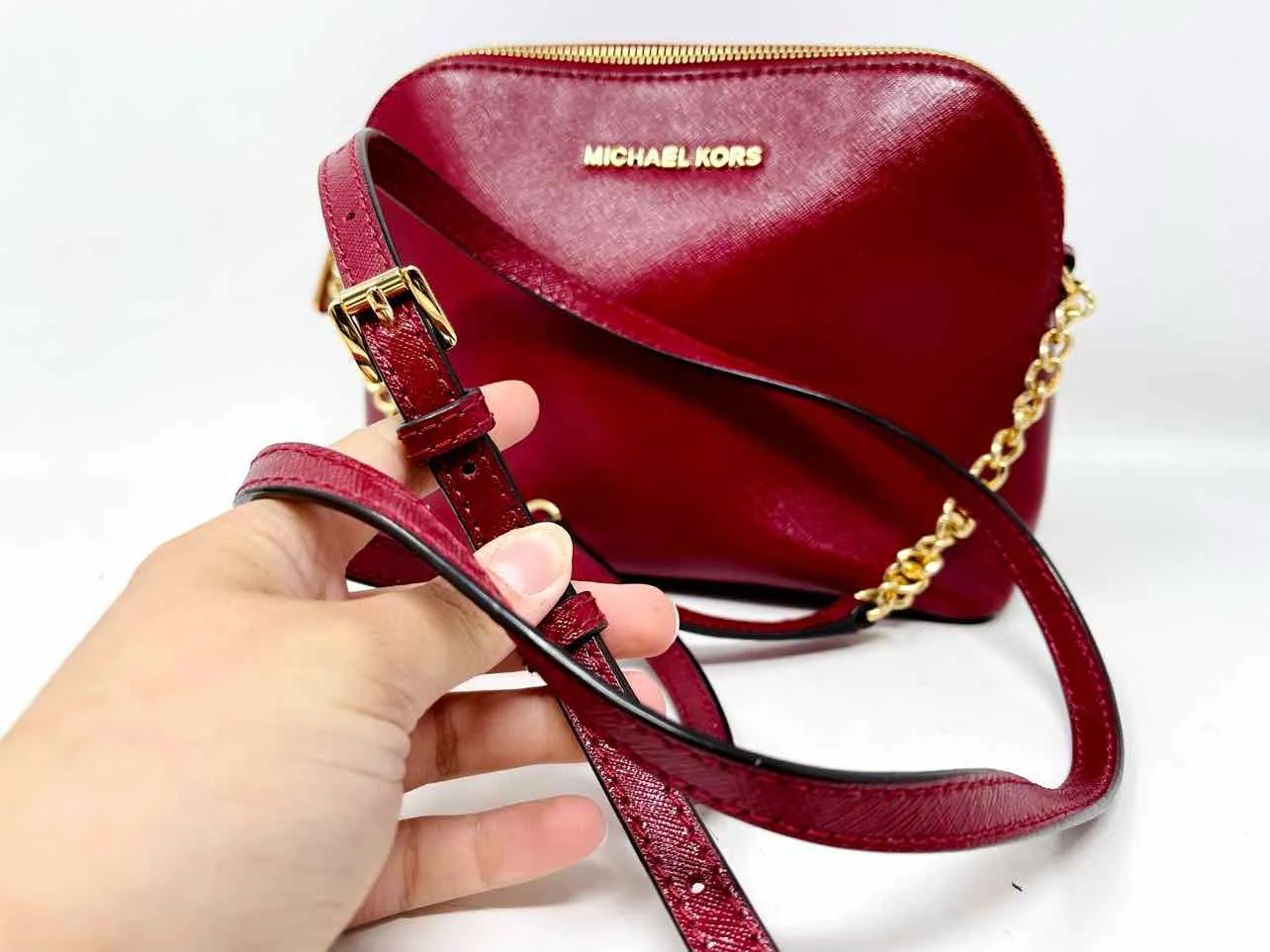 Michael Michael Kors Merlot Saffiano AS IS Designer Crossbody Purse