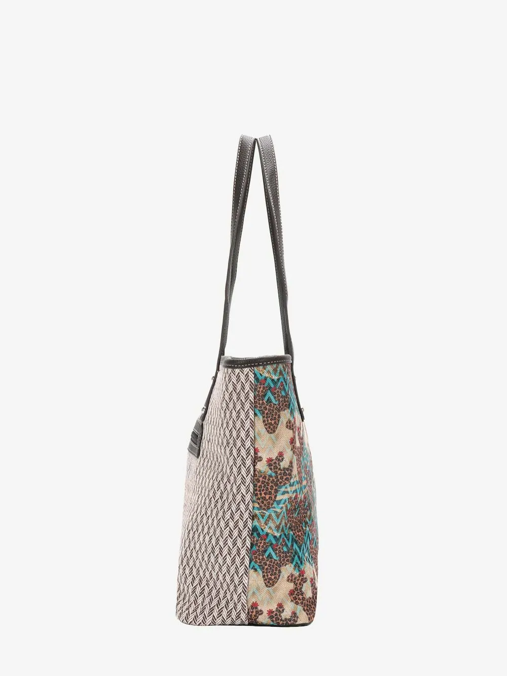 Montana West Leopard Cactus Canvas Tote Bag