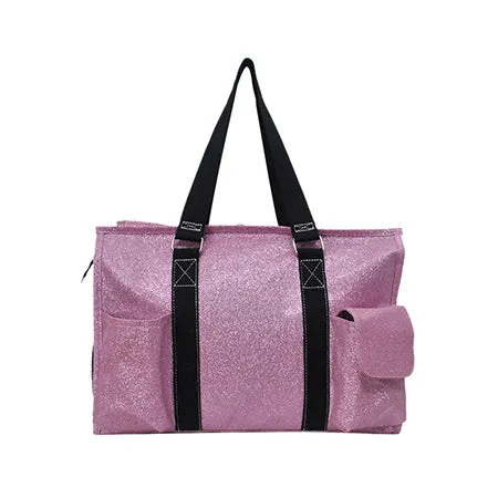 Pink Glitter NGIL Zippered Lined Caddy Organizer Tote Bag