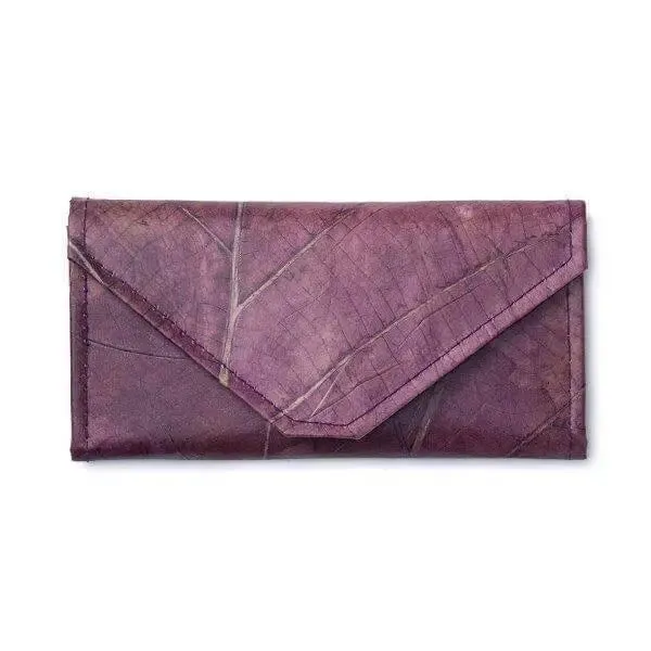 Purple envelope wallet made of leaves by Tree Tribe