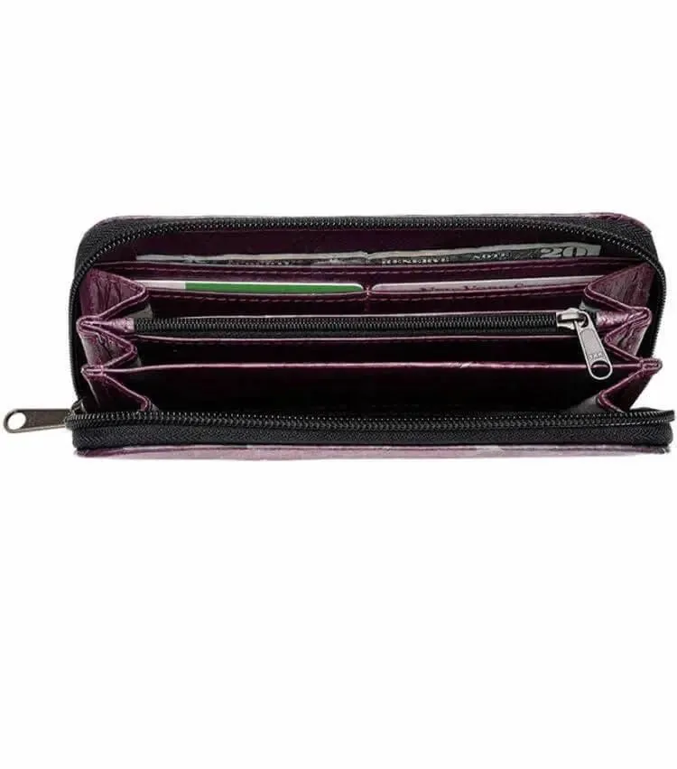 Purple long wallet made of leaves by Tree Tribe