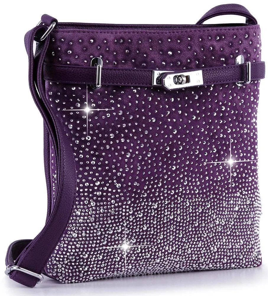 Purple Rhinestone Crossbody Purse