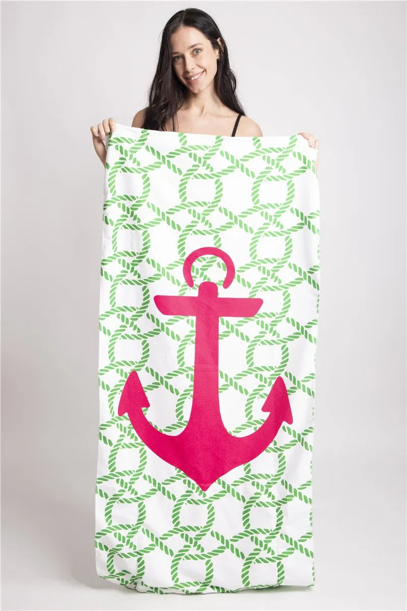 "Lets Anchor Down" Convertible Beach Towel   Tote Bag