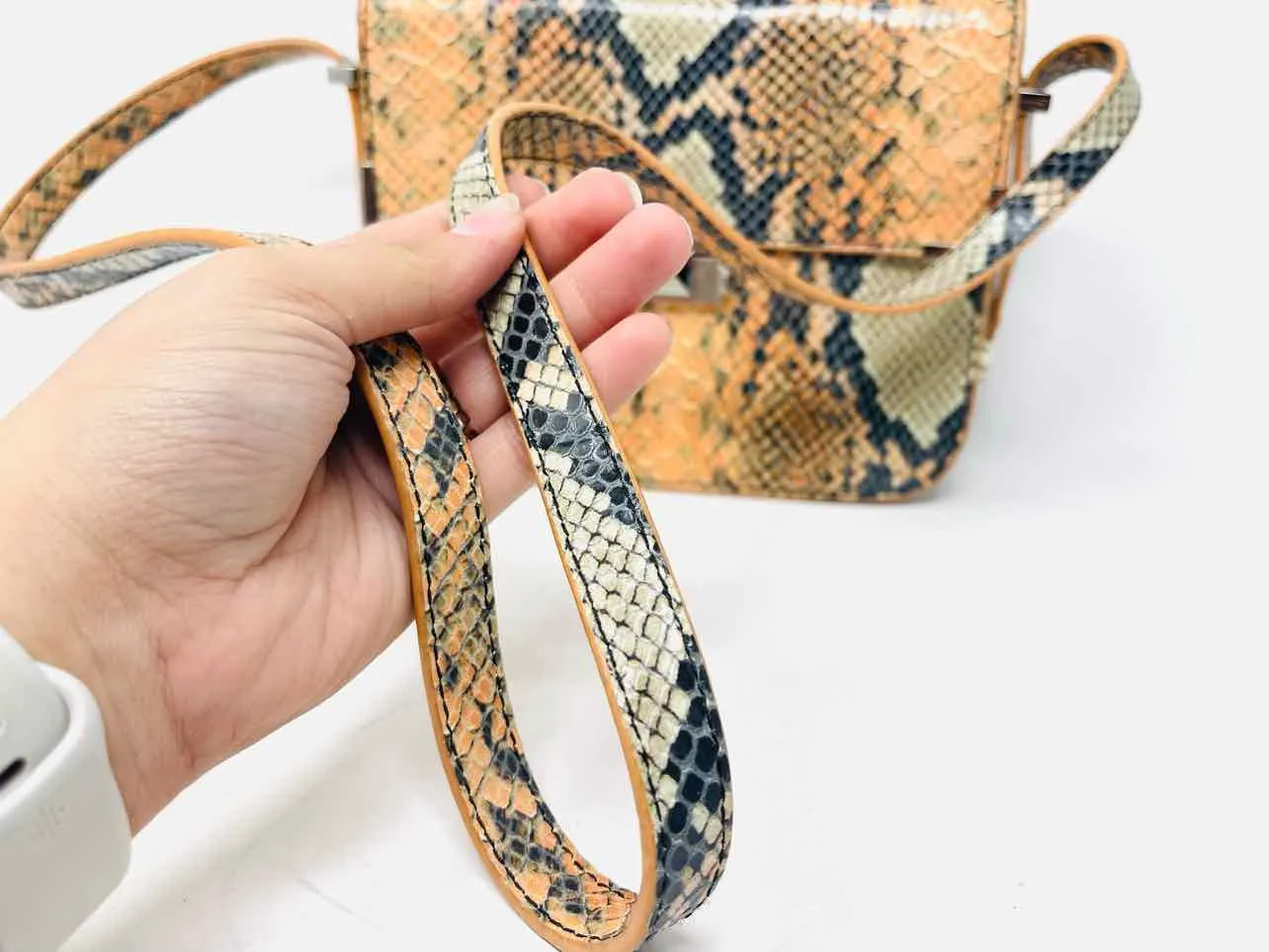 Rebecca Minkoff Or/Br/Bk Reptile Designer Crossbody Purse