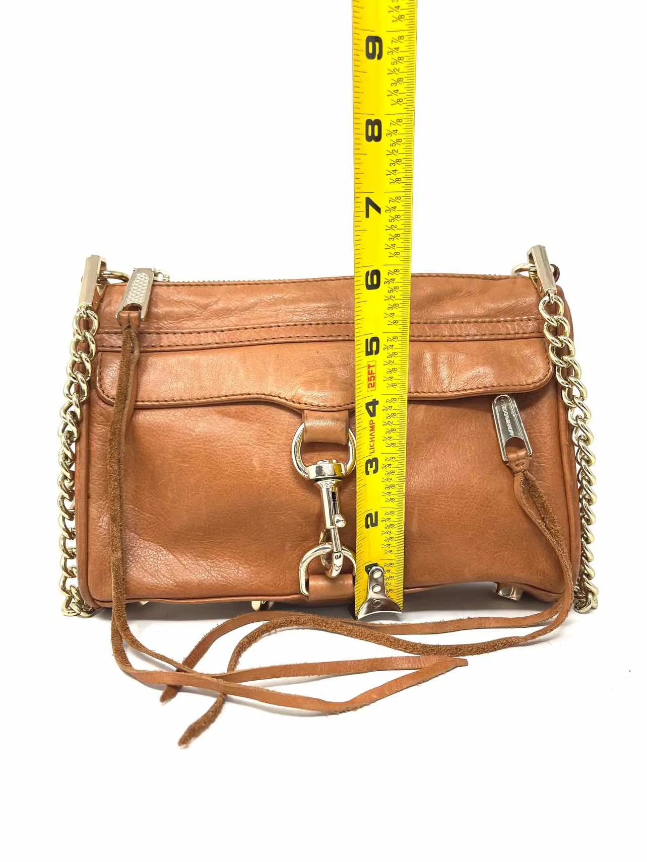 Rebecca Minkoff Tan/Gold Embellished Leather Designer Crossbody Purse