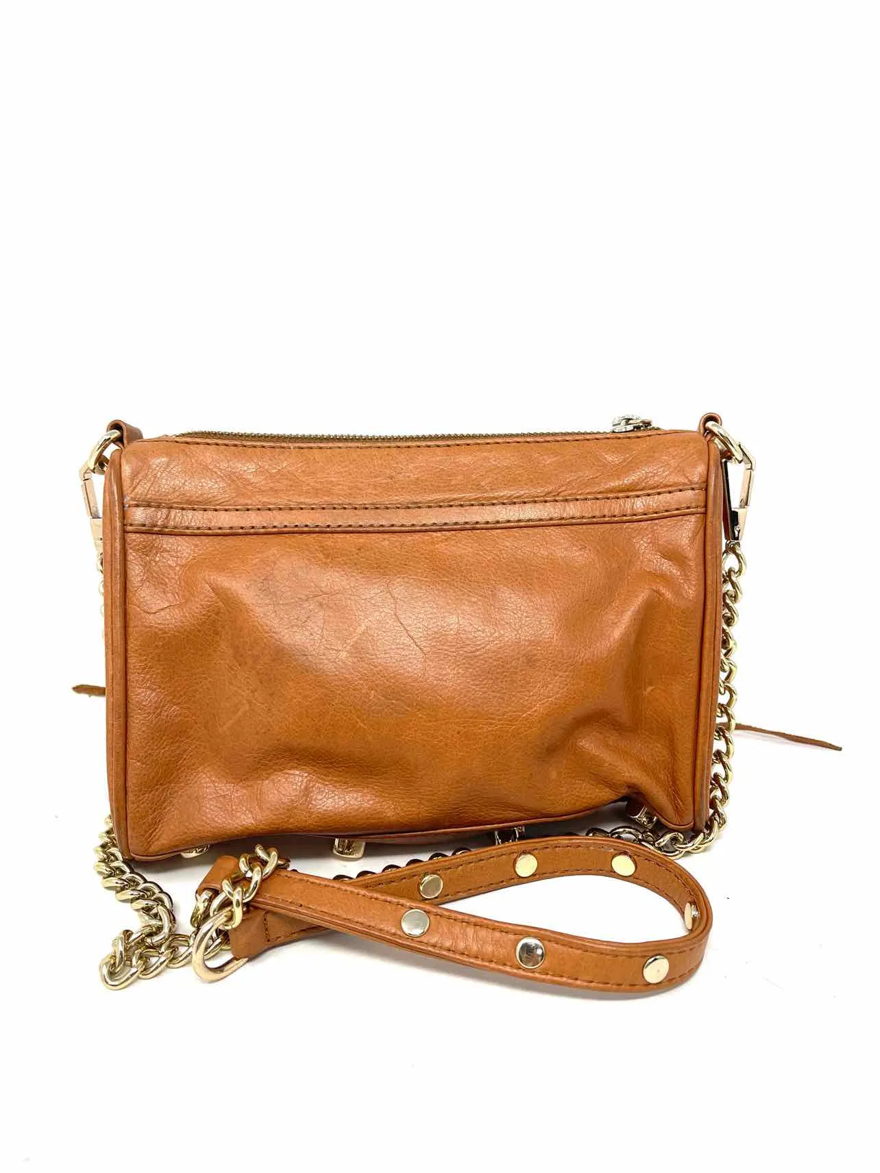 Rebecca Minkoff Tan/Gold Embellished Leather Designer Crossbody Purse