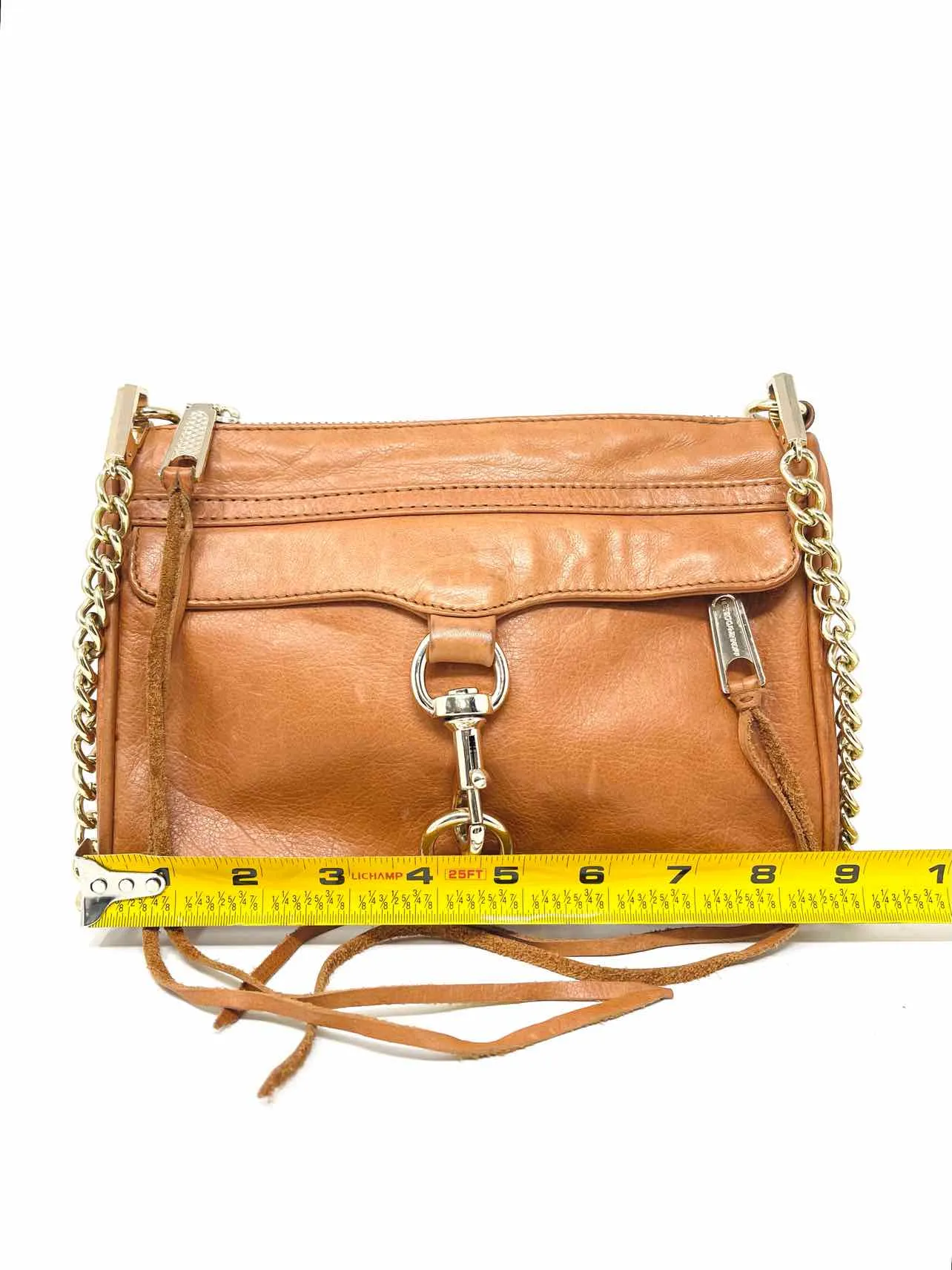 Rebecca Minkoff Tan/Gold Embellished Leather Designer Crossbody Purse