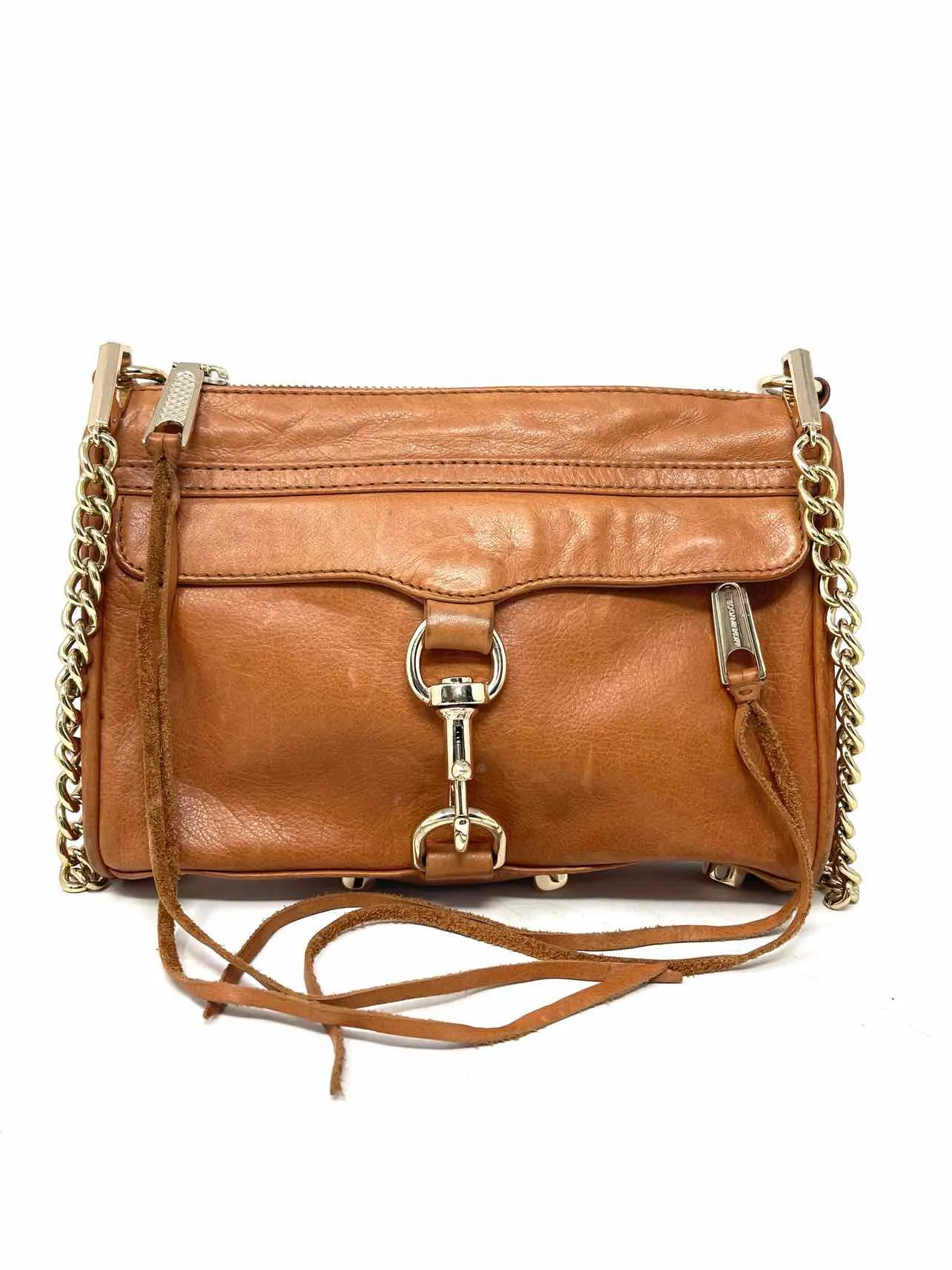 Rebecca Minkoff Tan/Gold Embellished Leather Designer Crossbody Purse