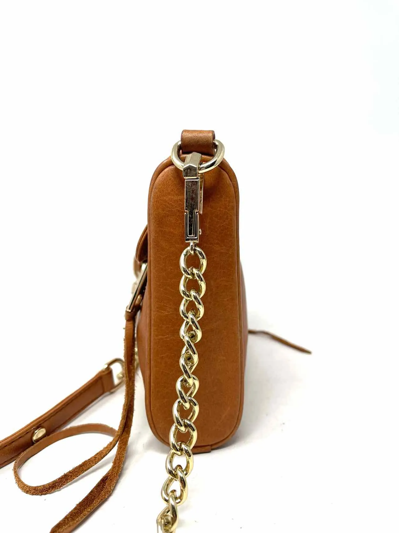 Rebecca Minkoff Tan/Gold Embellished Leather Designer Crossbody Purse