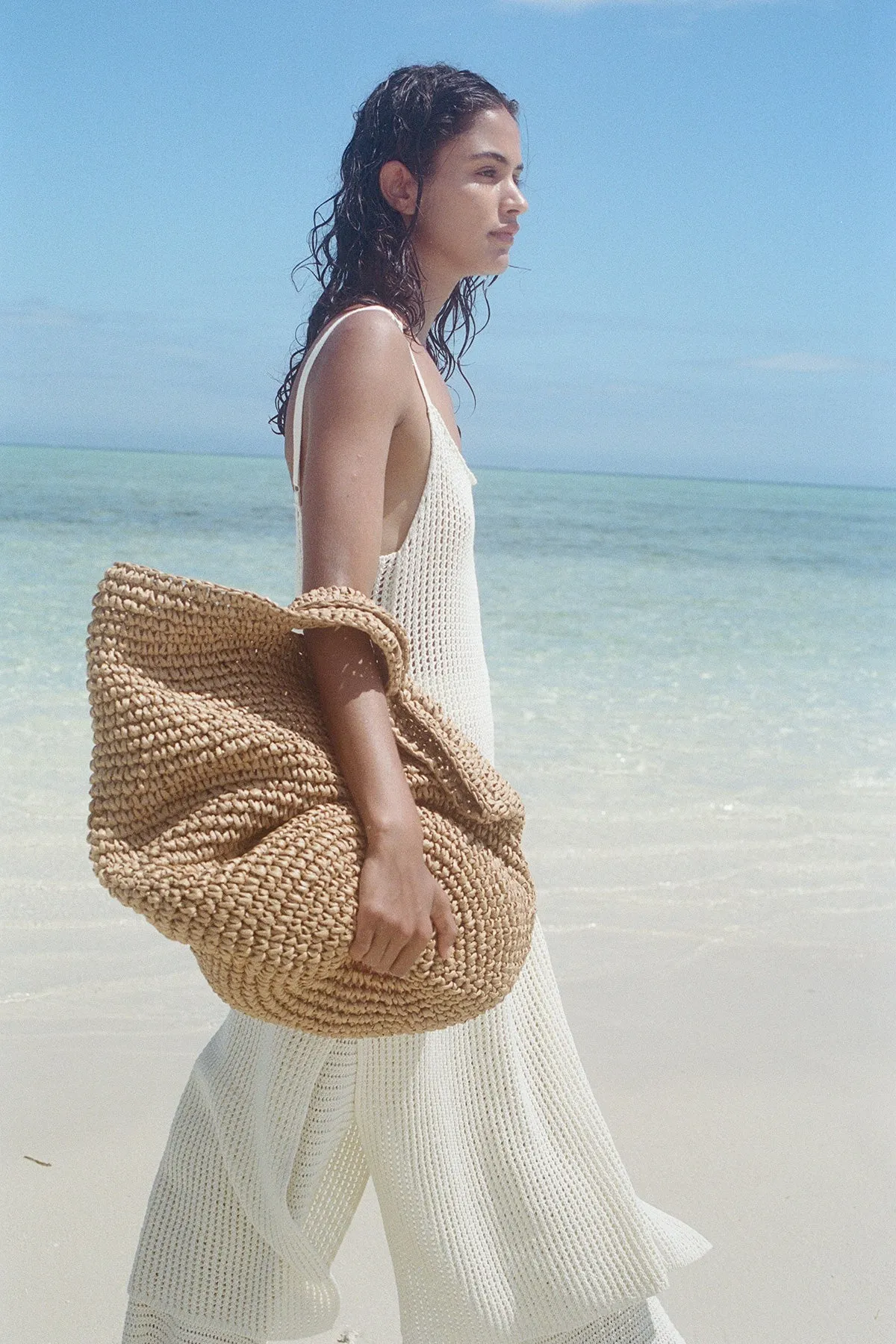 Round Straw Bag - Natural