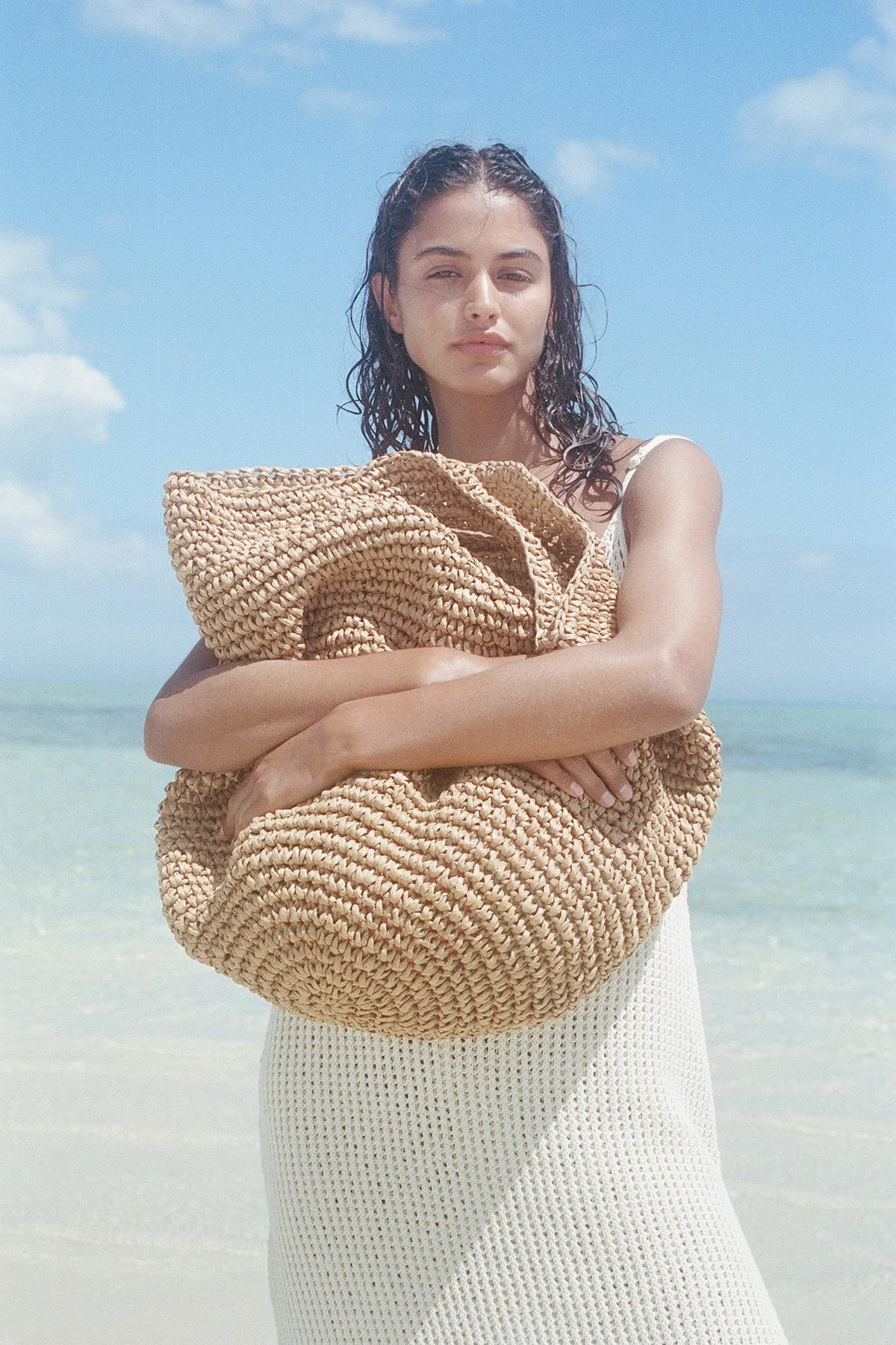 Round Straw Bag - Natural