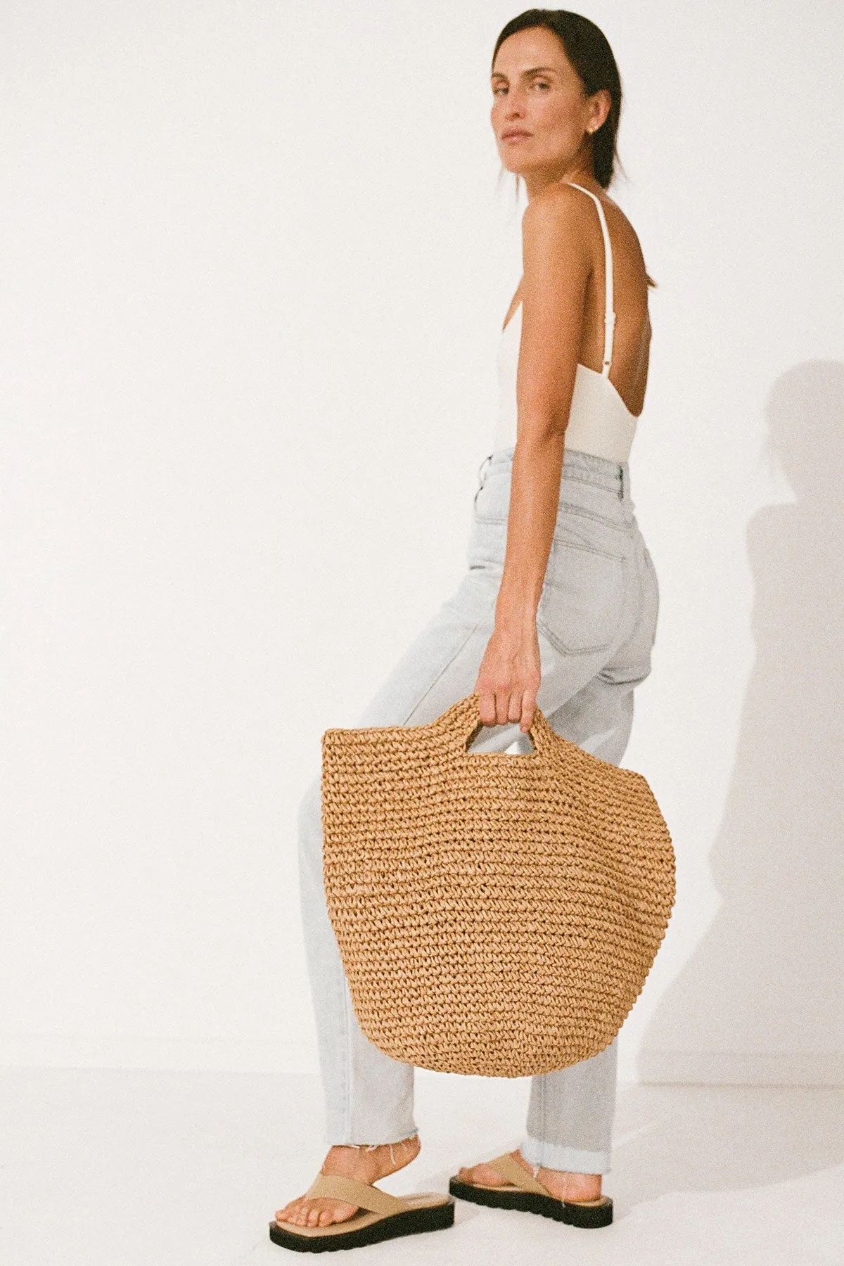 Round Straw Bag - Natural