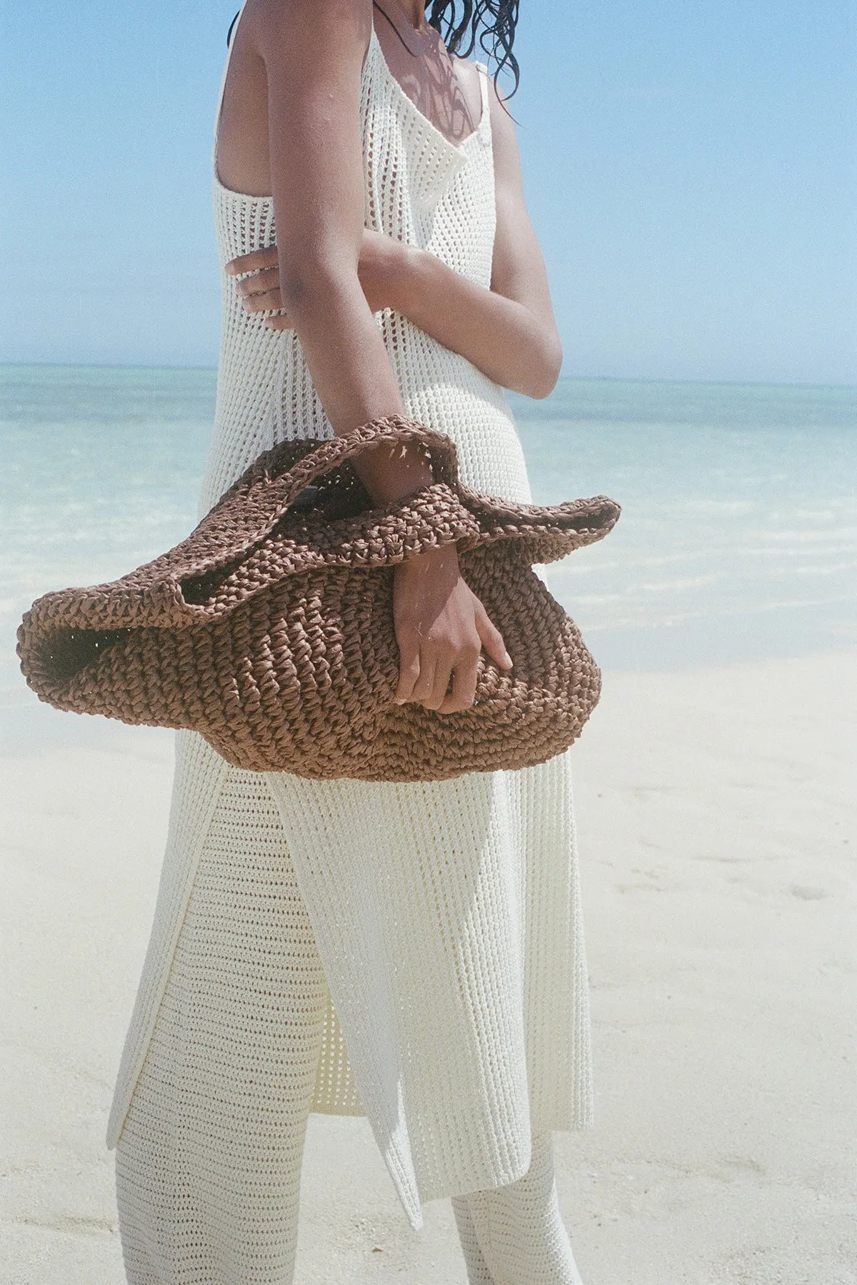 Round Straw Bag - Walnut