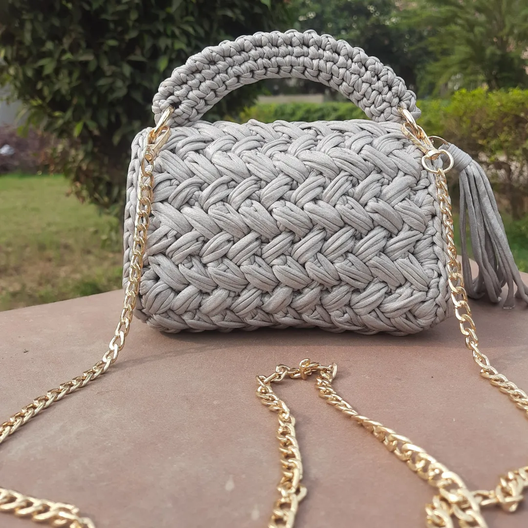 Shiroli Handmade Designer Metallica Grey Bag