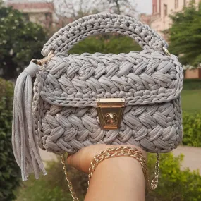 Shiroli Handmade Designer Metallica Grey Bag