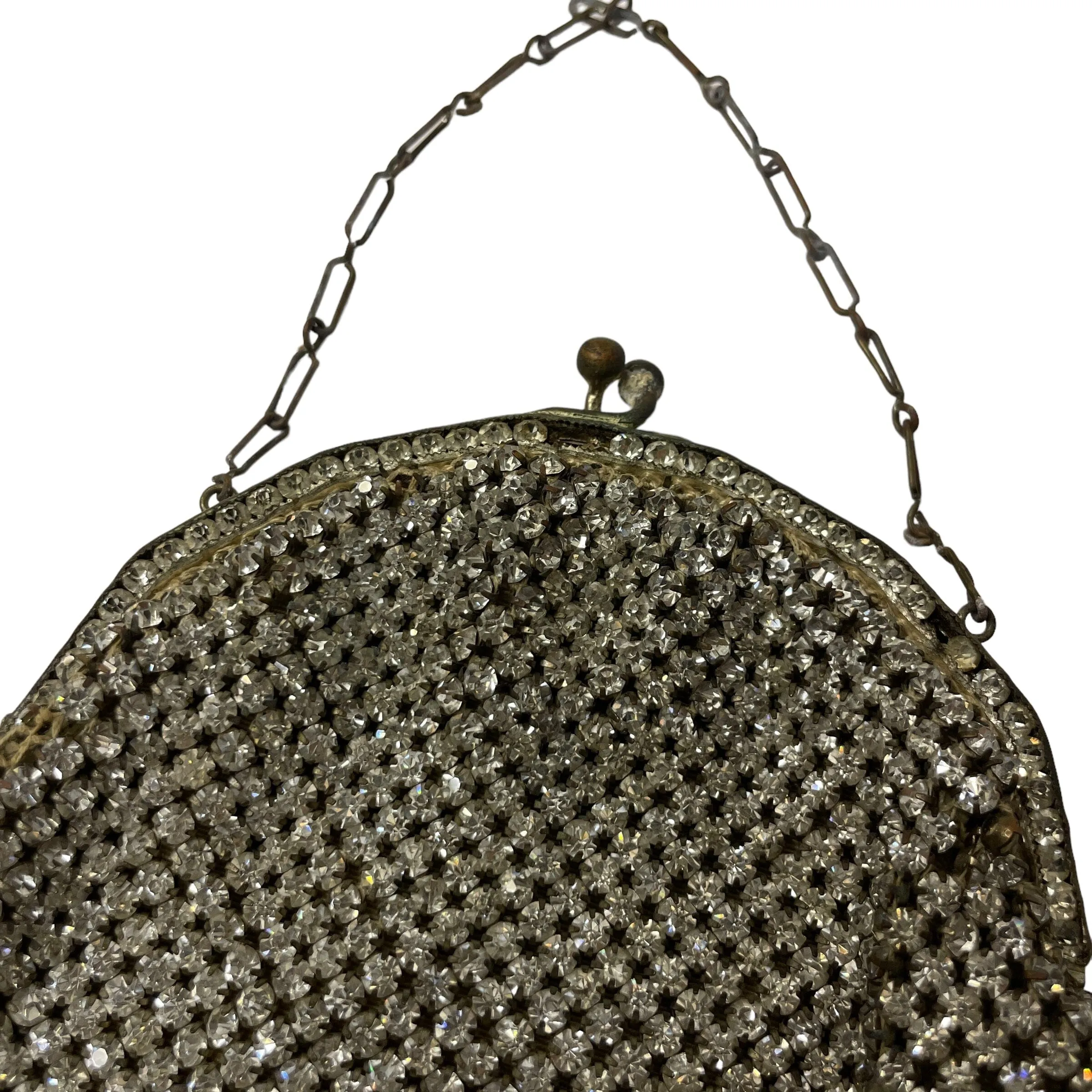 Sparkly Vintage Antique Crystal Mesh Evening Purse Size XS