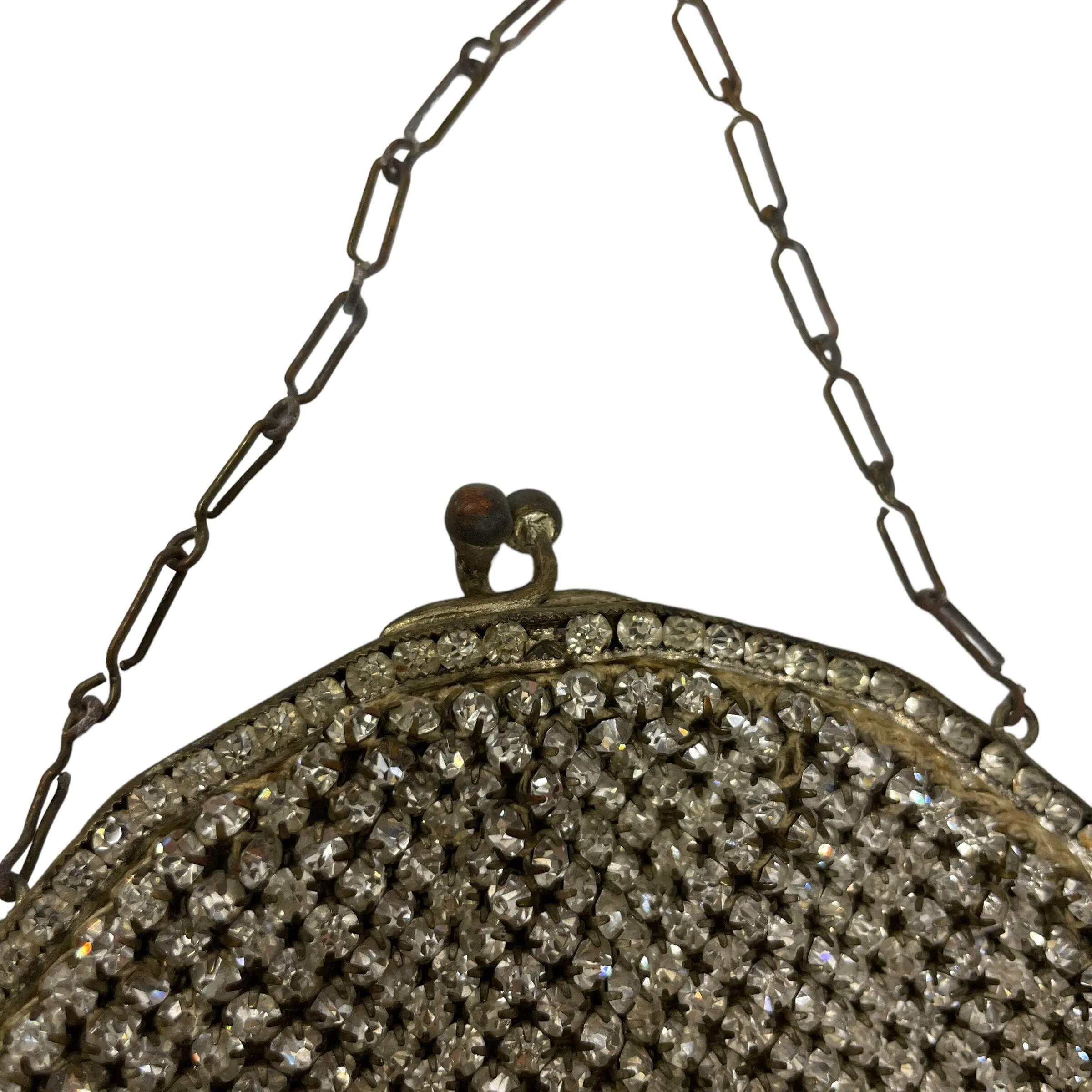 Sparkly Vintage Antique Crystal Mesh Evening Purse Size XS