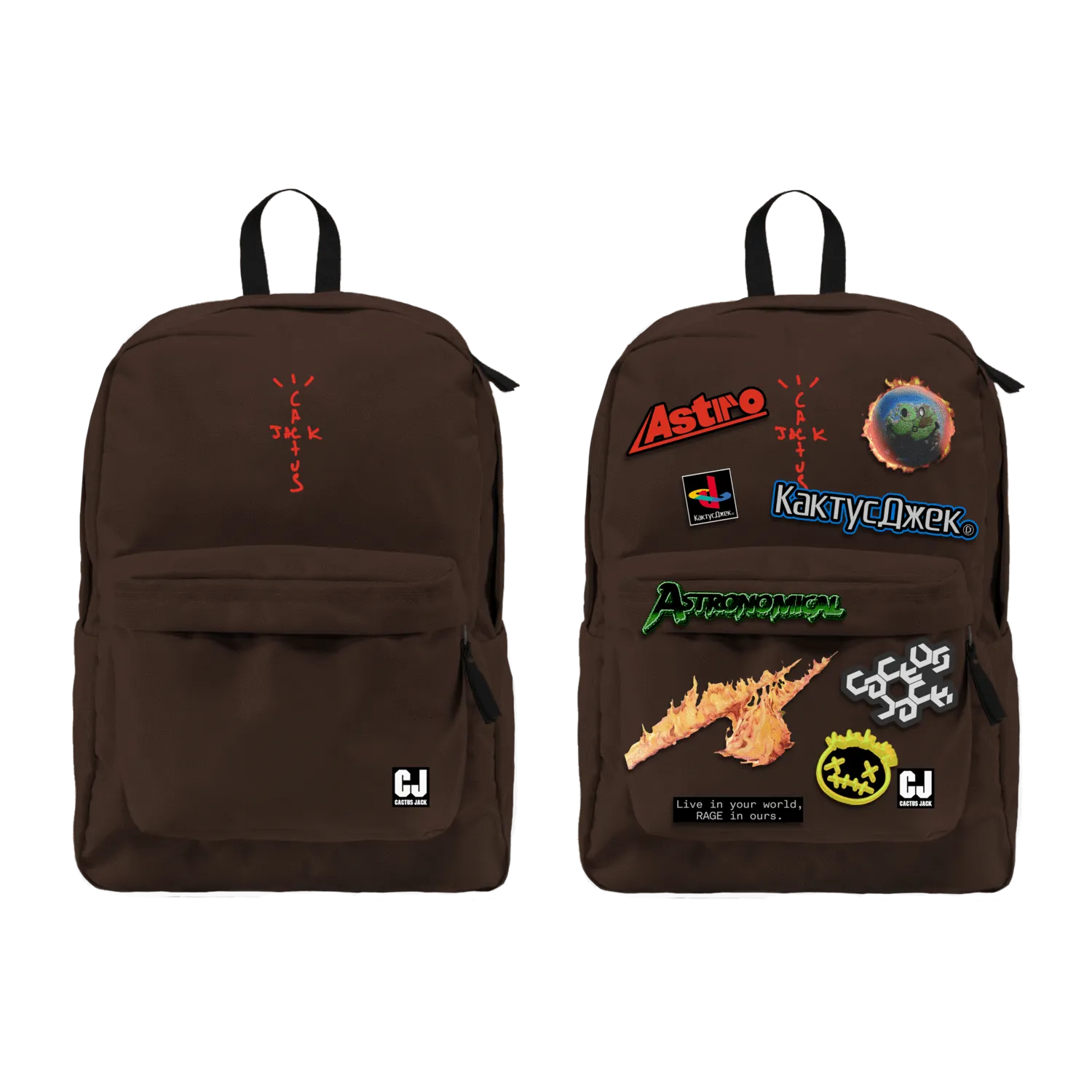 Travis Scott Cactus Jack Backpack With Patch Set Brown