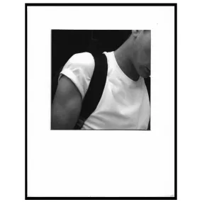 Untitled (white t-shirt backpack strap)