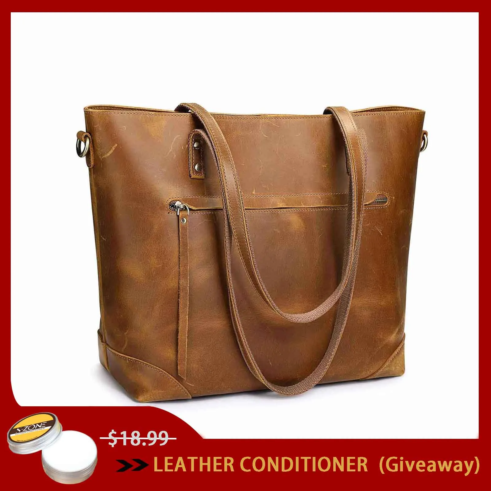 Vintage Leather Tote Bag