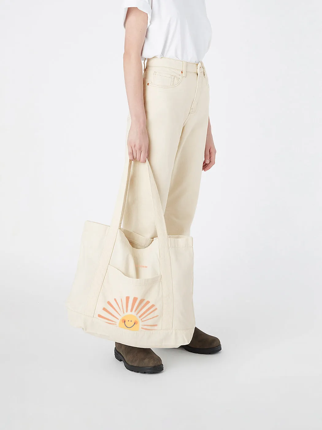 Wide Tote Bag - Ecru